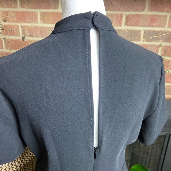ZARA Black High Neck Short Sleeve Front Pockey Keyhole Dress, Size S - Picture 7 of 16
